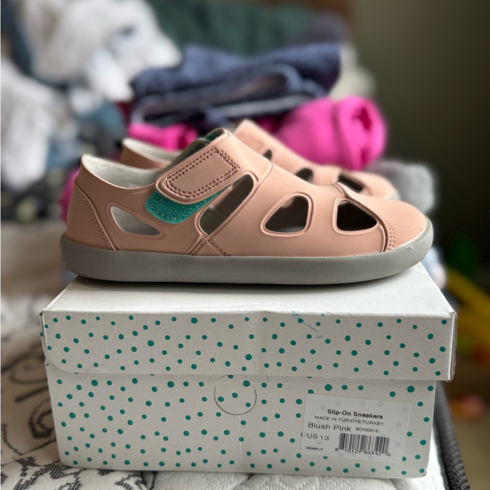 Blush Pink Kids Sandals with Velcro Strap